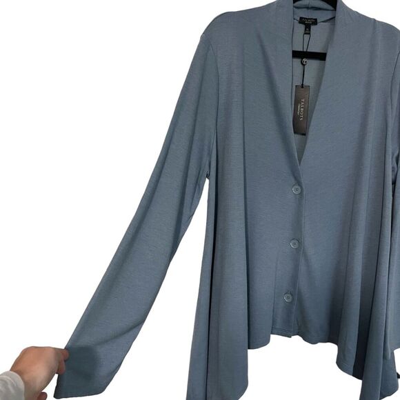 Talbots Cardigan Womens XL Blue Button Up Sharkbite Hem Comfy Cozy Relaxed NWT - Picture 4 of 7